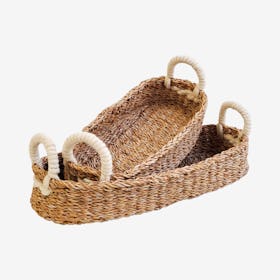 Savar Bread Basket with White Handle