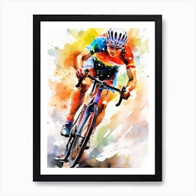 Watercolor Of Cyclist sport Art Print