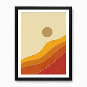 Golden Sun Mid Century Art Print