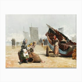 Beach Scene, Cullercoats (1881), Winslow Homer Canvas Print