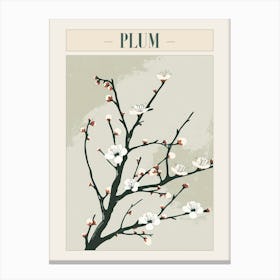 Plum Tree Minimal Japandi Illustration 3 Poster Leinwandbild